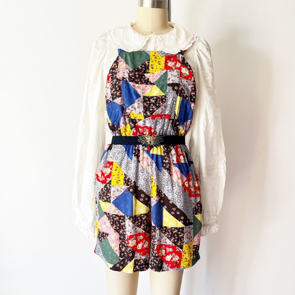 Anthropologie Corey Lynn Calter Shorts Overalls Multicolor Patchwork Floral S